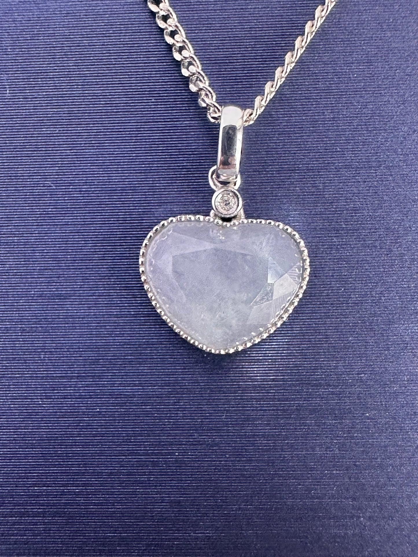 Icy Purple Faceted Heart Jadeite Pendant