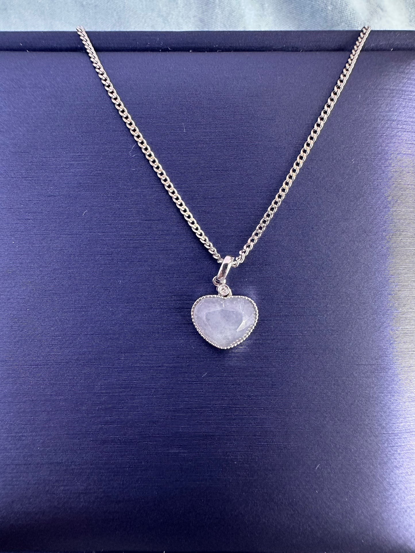 Icy Purple Faceted Heart Jadeite Pendant