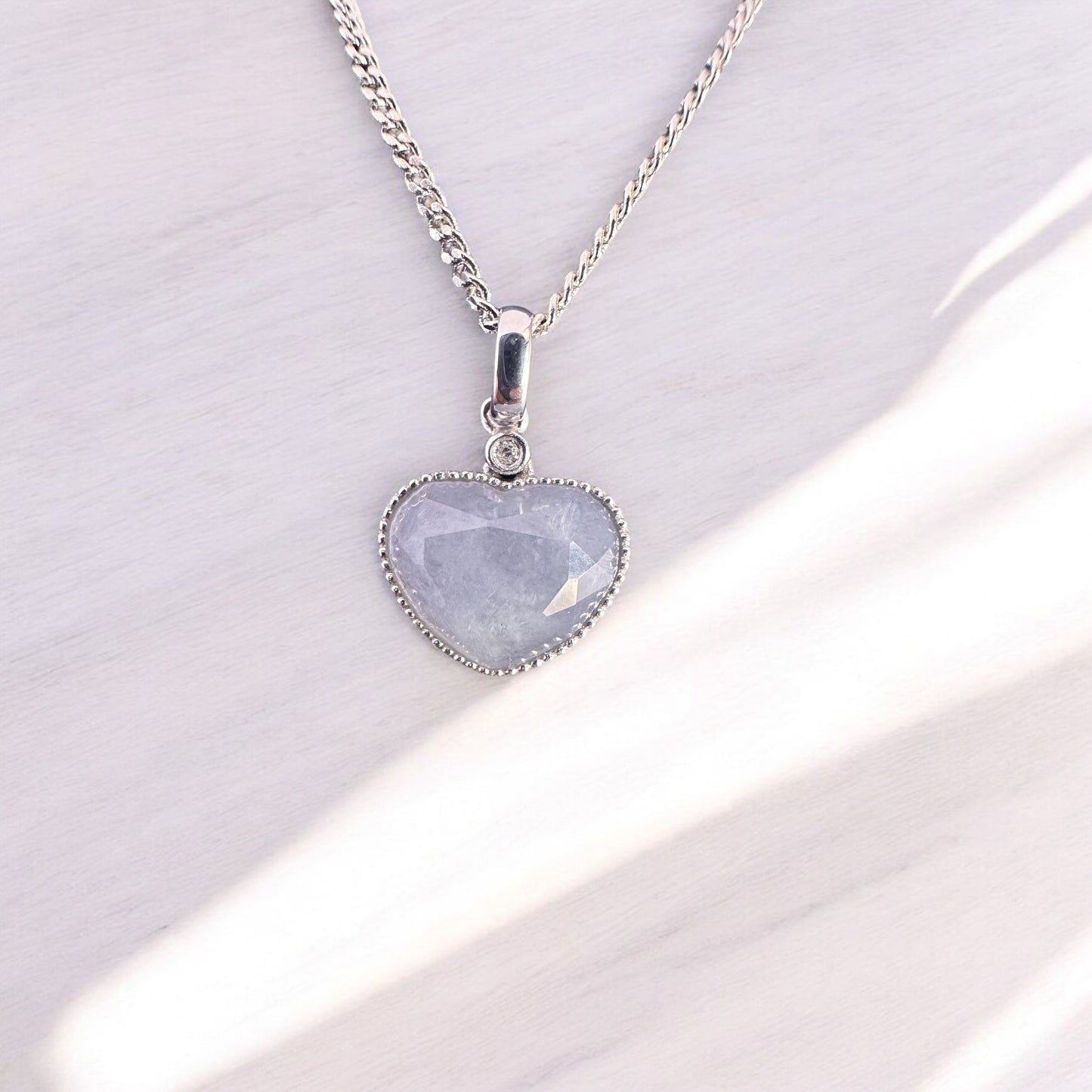 Icy Purple Faceted Heart Jadeite Pendant