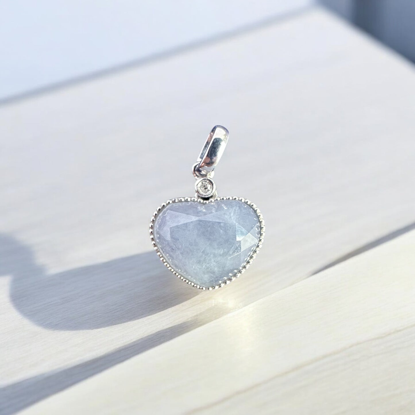 Icy Purple Faceted Heart Jadeite Pendant