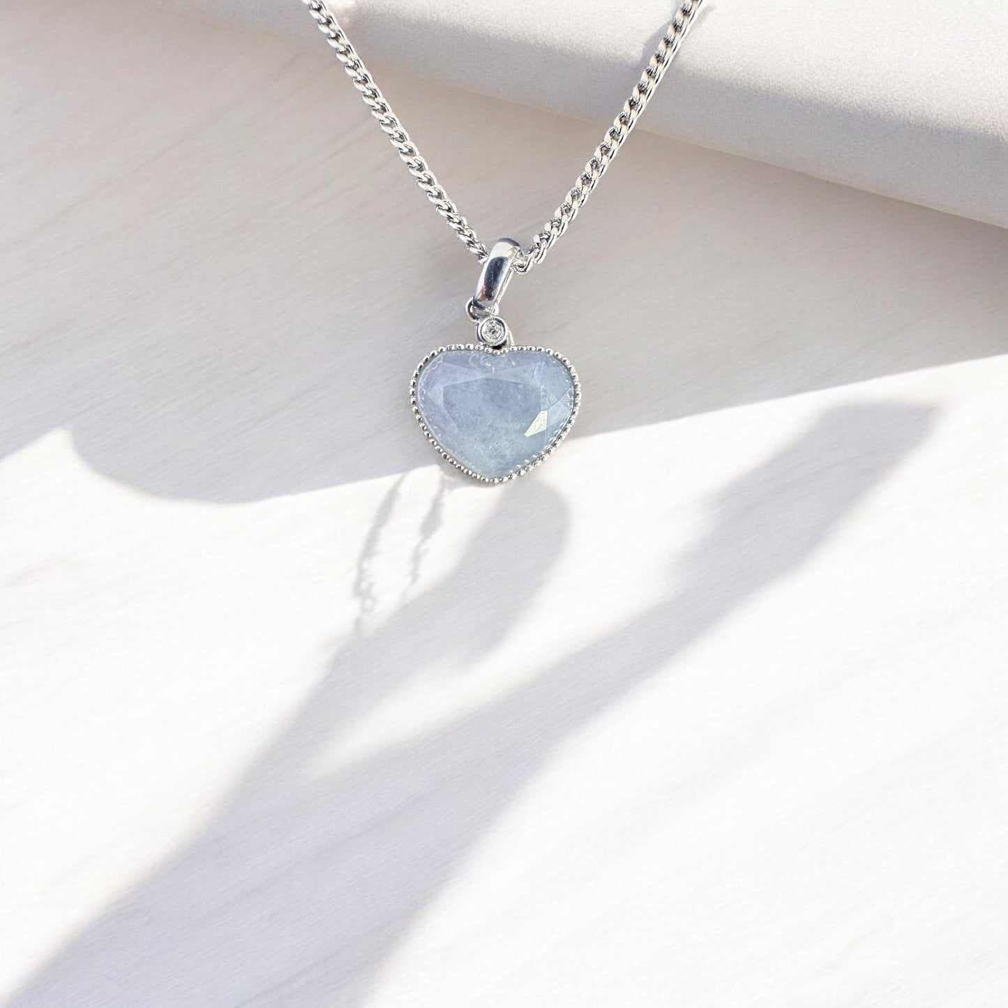 Icy Purple Faceted Heart Jadeite Pendant