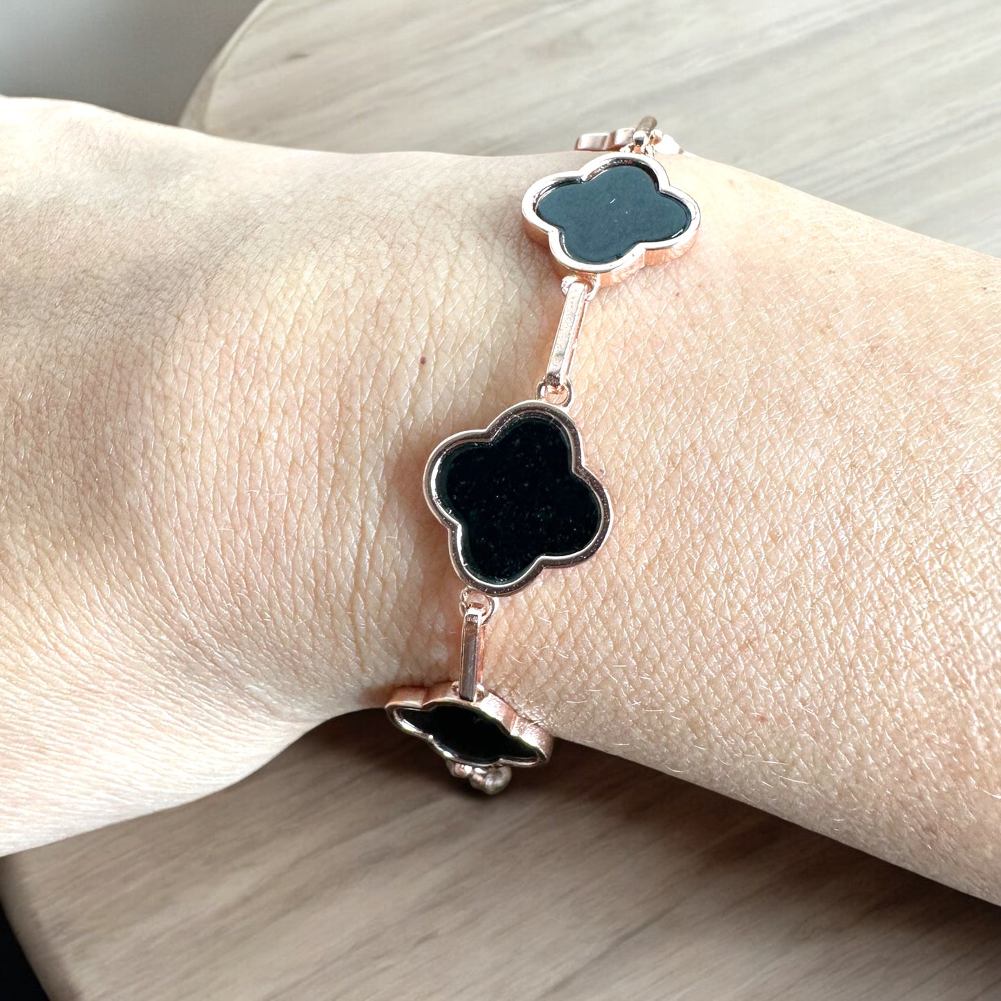 Omphacite Clover Jadeite Bracelet