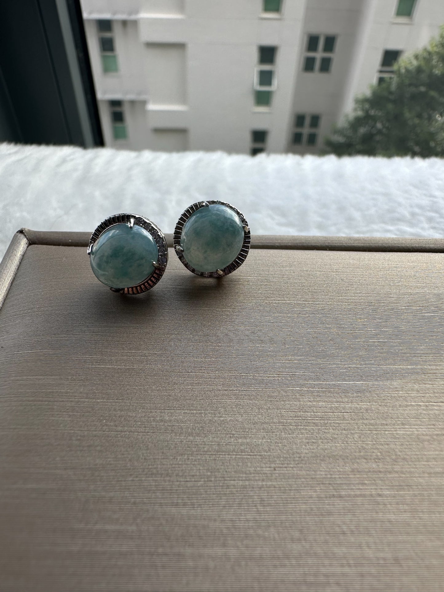 Purple Jadeite Cabochon Earring Studs