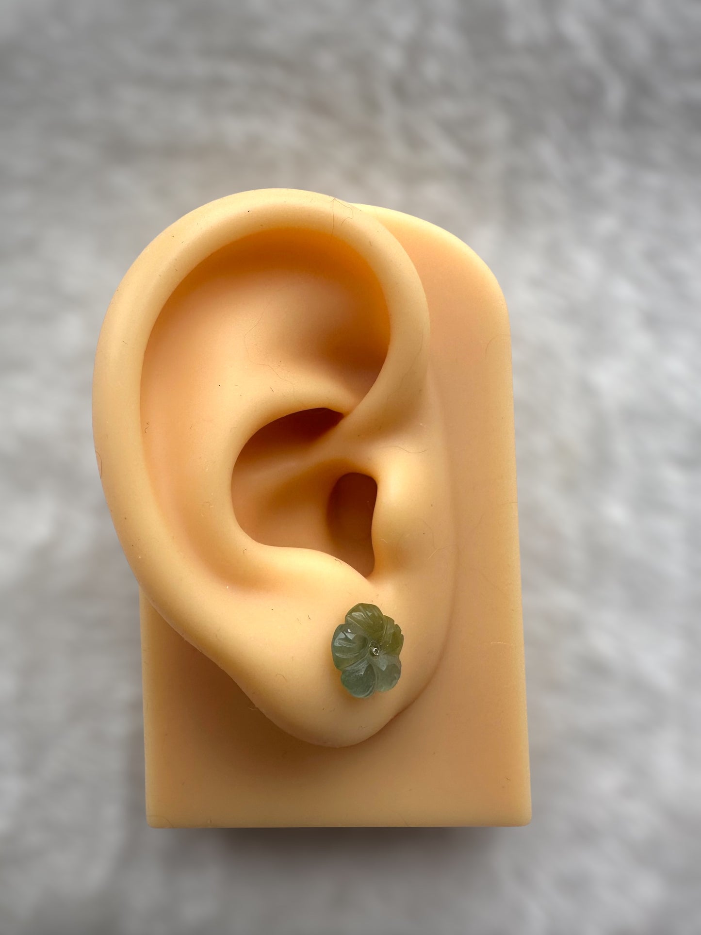Dainty Floral Jadeite Earring Studs