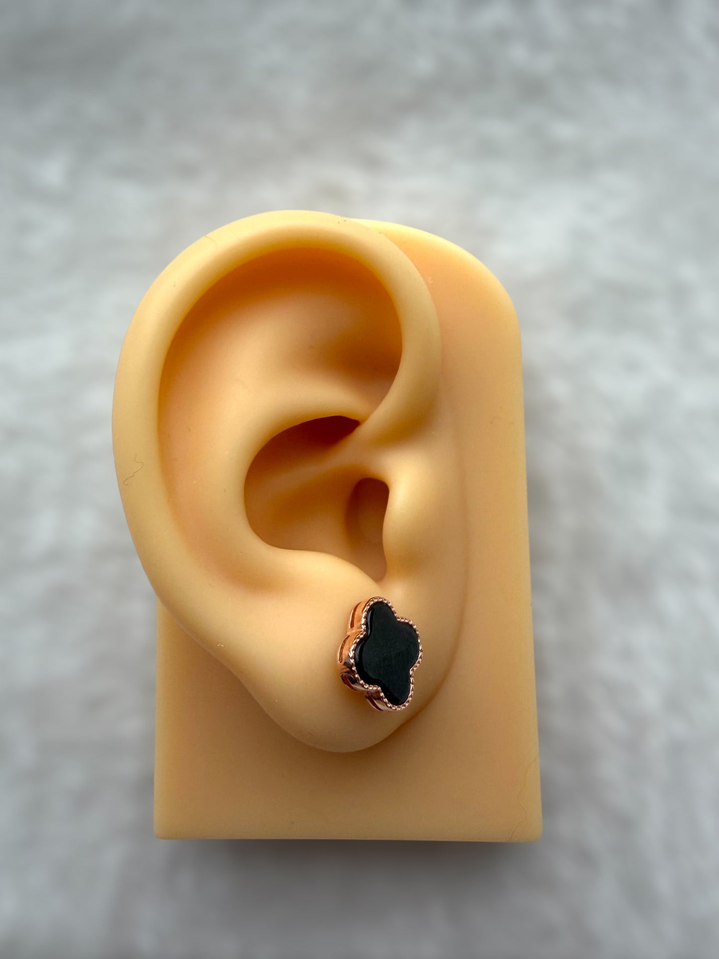 Omphacite Clover Jadeite Earring Studs