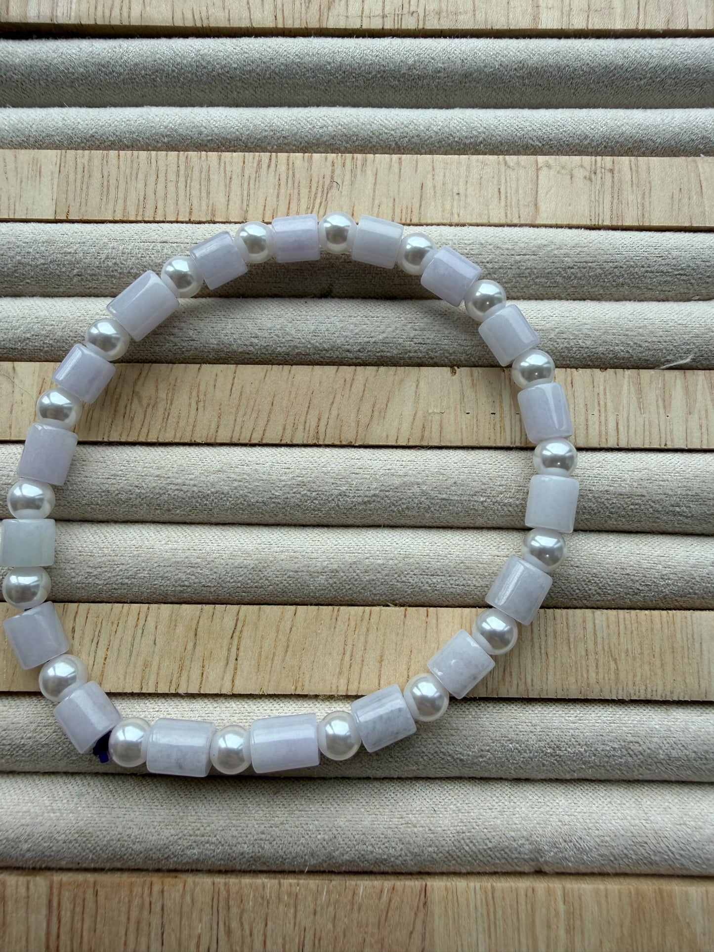 Jadeite Block Pearl Bracelet
