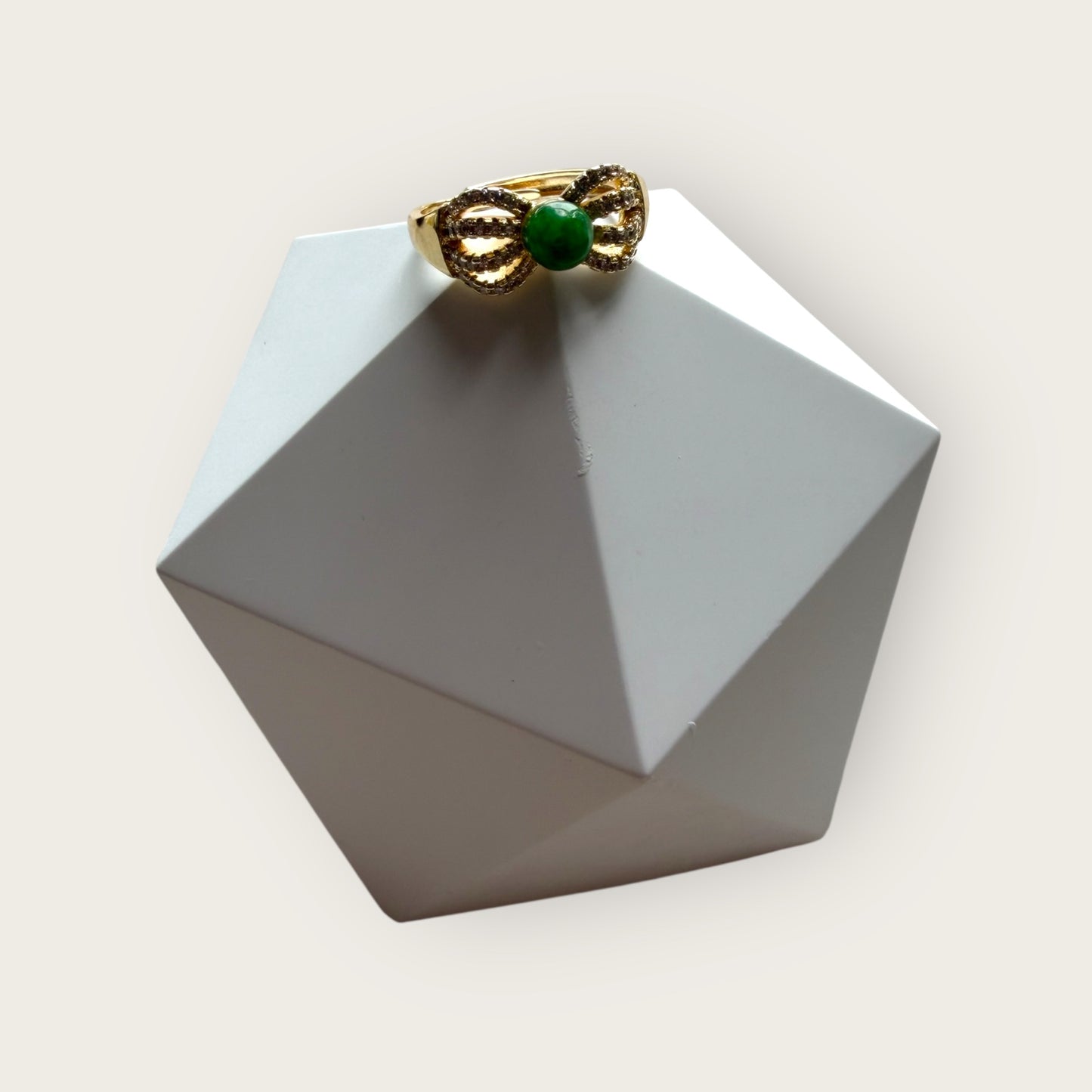 Green Jadeite Ribbon Ring