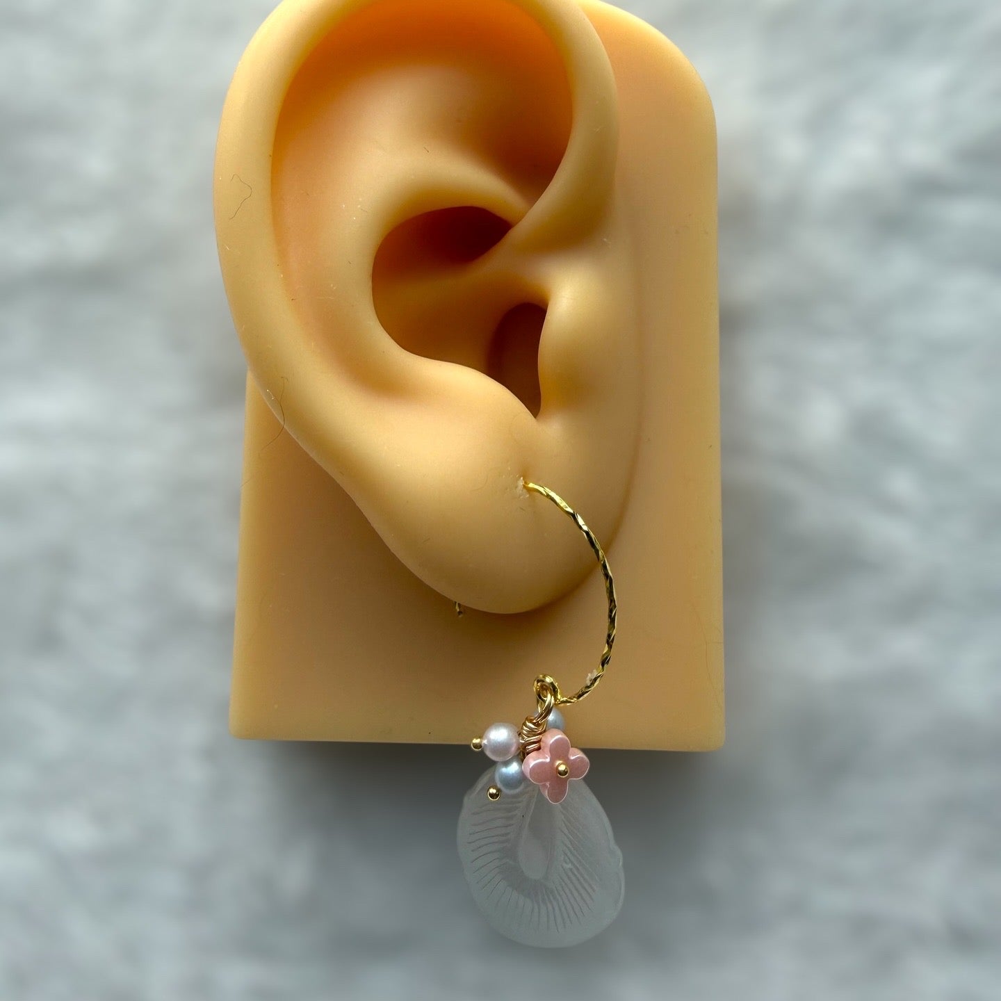 White Feather Jadeite Earring Hooks