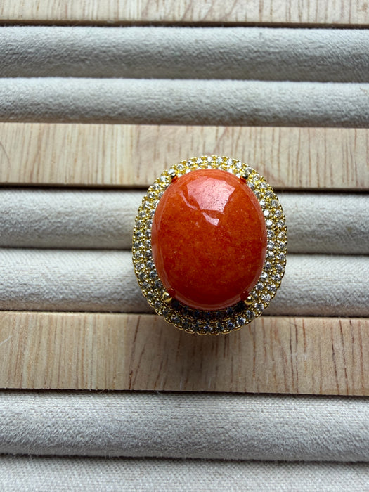 Orange Jadeite Ring