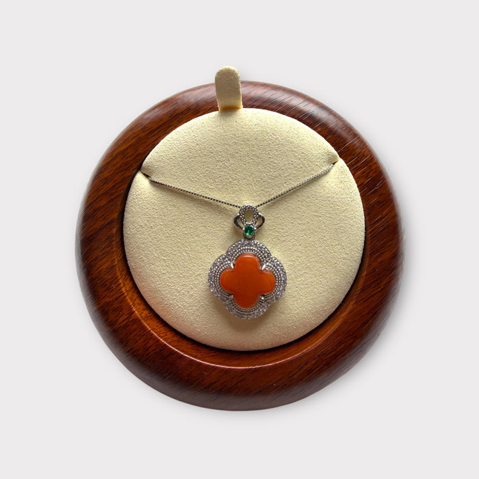 Orange Jadeite Clover Necklace