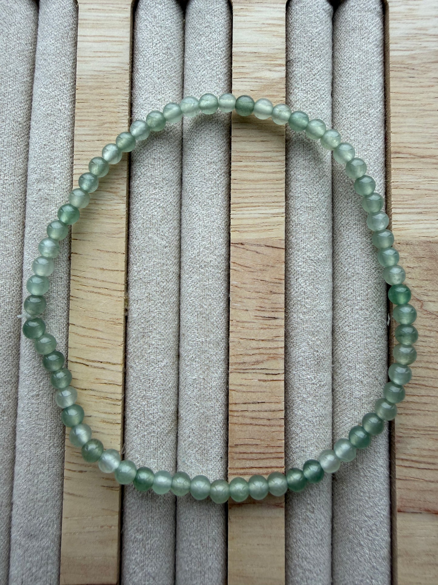 Green White Jadeite Bead Bracelet