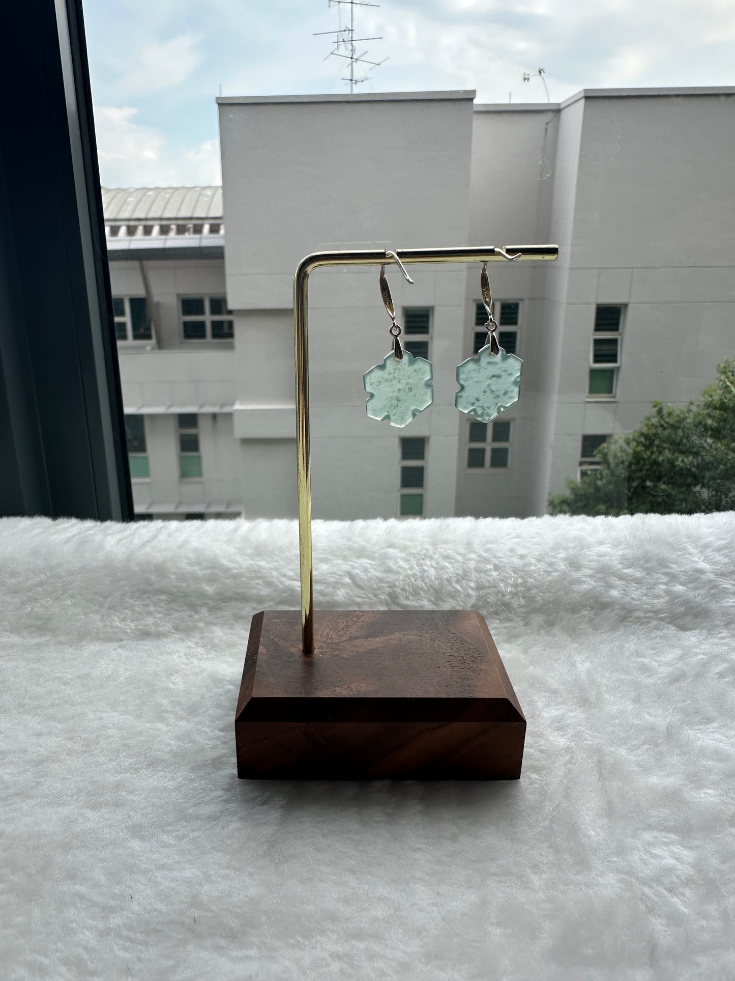 Snowflake Jadeite Earring Hooks