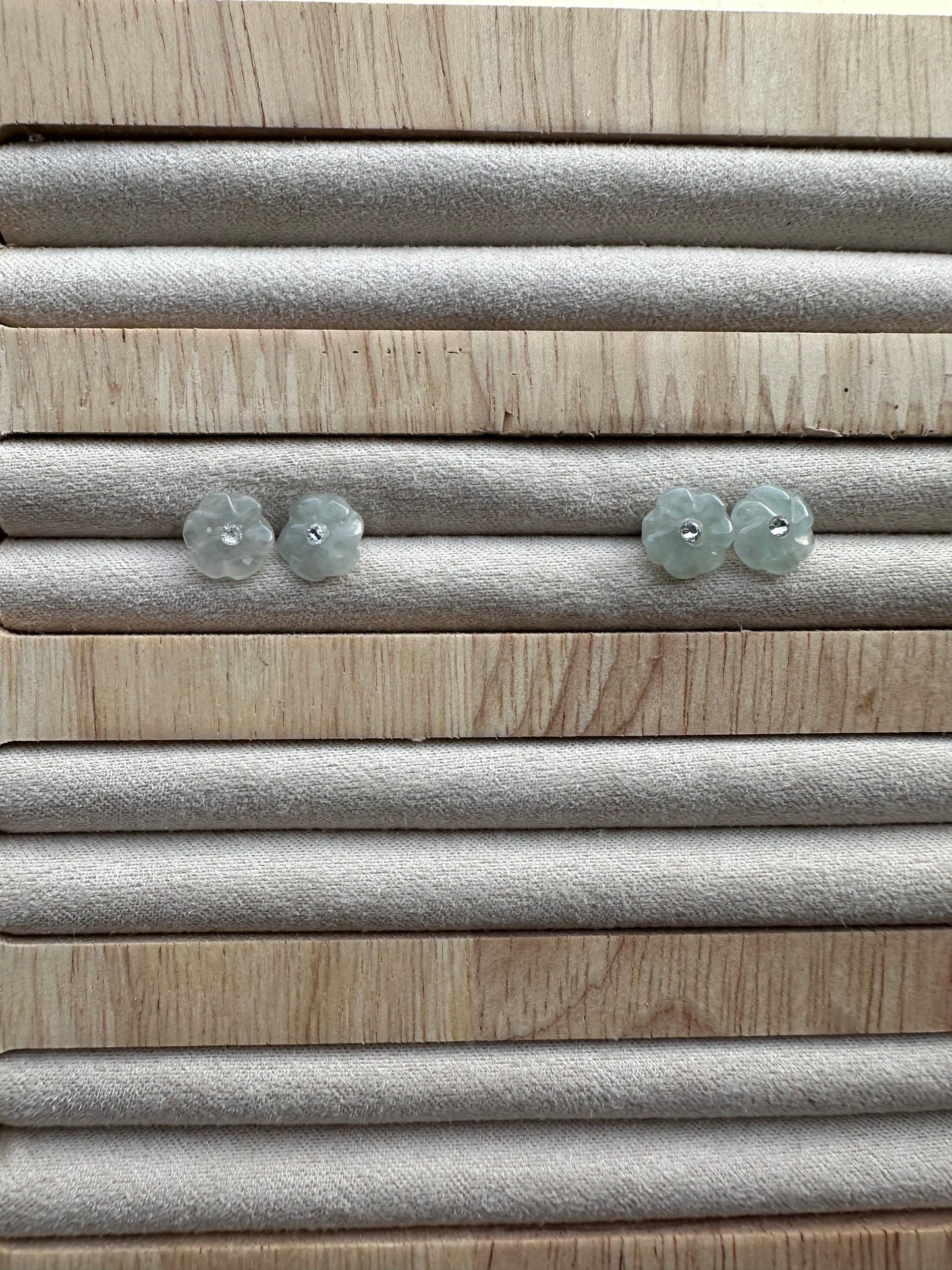 Flower Jadeite Studs