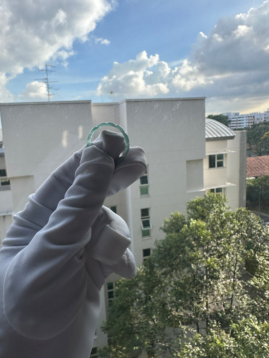 Green / Blue Jadeite Pleated Ring