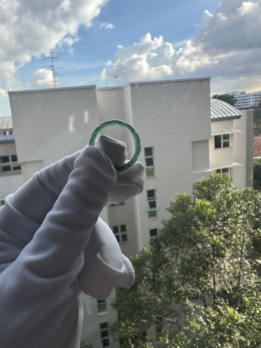 Green / Blue Jadeite Pleated Ring