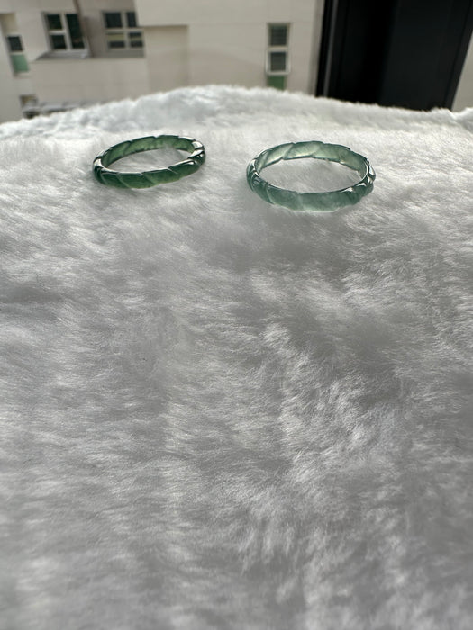 Green / Blue Jadeite Pleated Ring