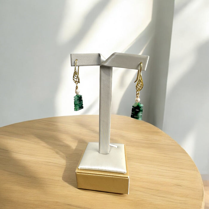 Green Jadeite Xi Earrings