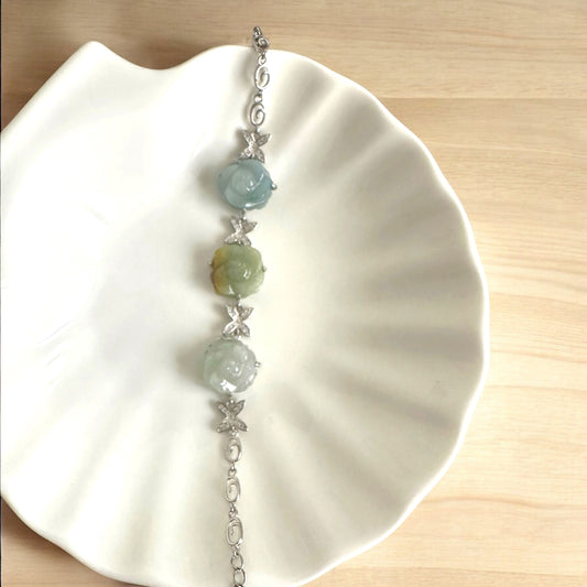 Trio Flowers Jadeite Bracelet