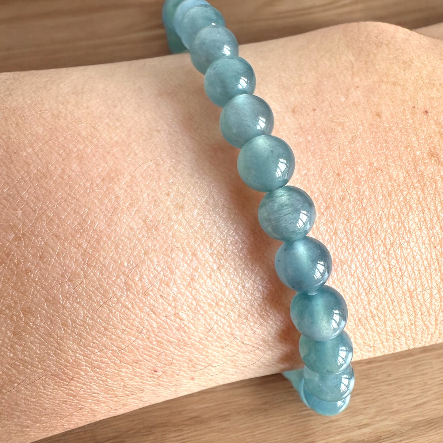 Blue Jadeite Bead Bracelet