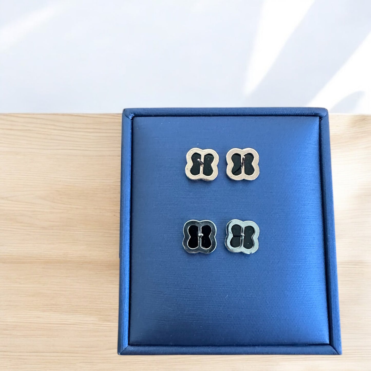 Omphacite Clover Jadeite Earring Studs