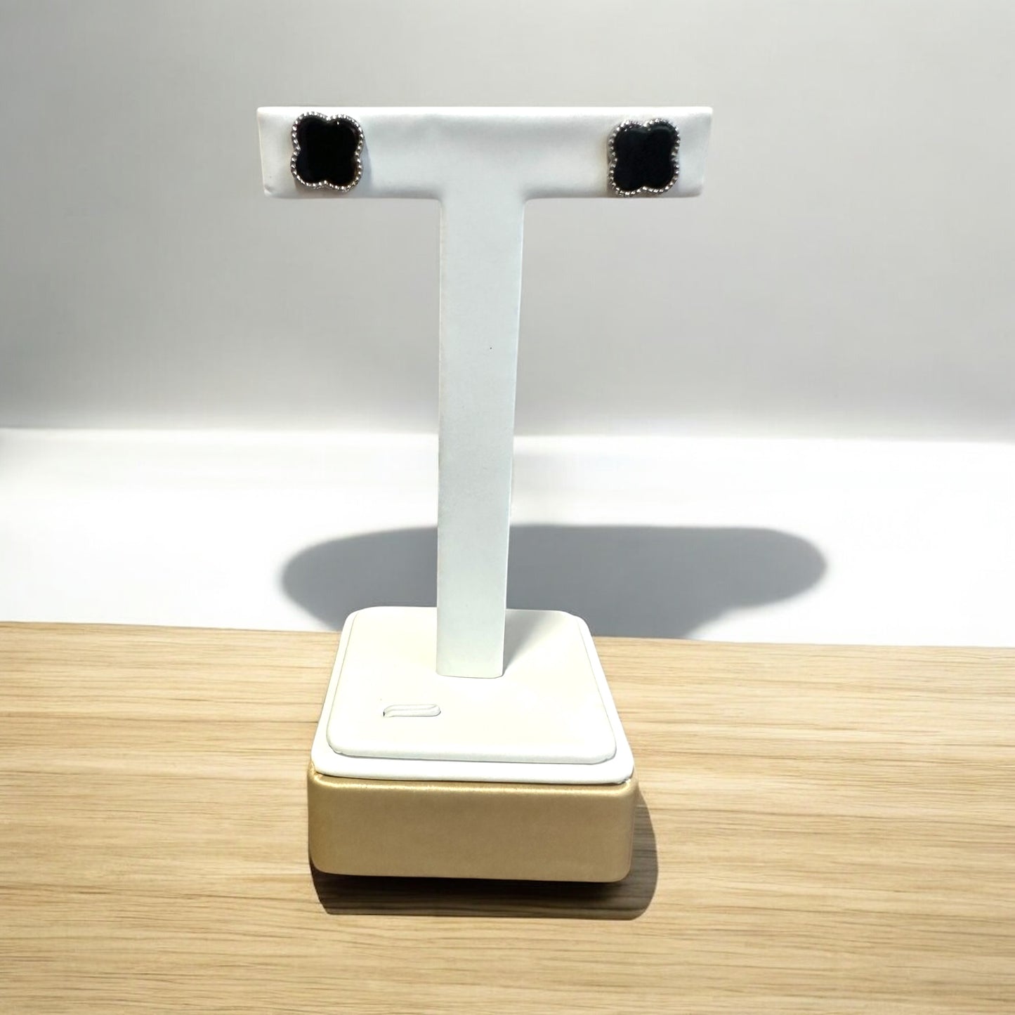 Omphacite Clover Jadeite Earring Studs