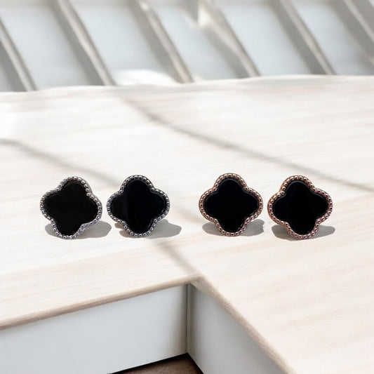 Omphacite Clover Jadeite Earring Studs