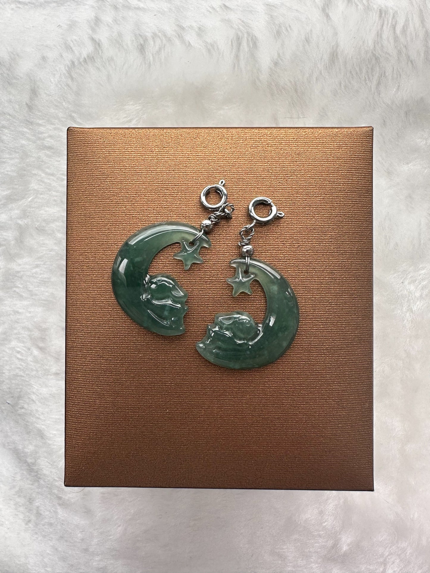 Rabbit on Moon Jadeite Charms