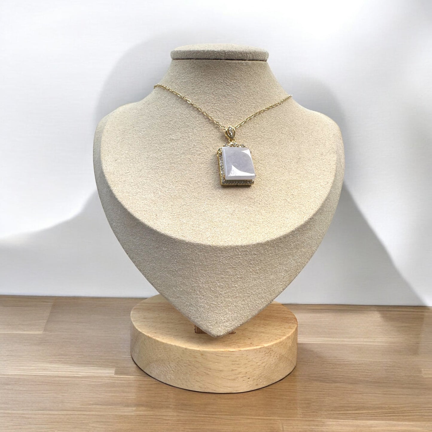 Pale Lavender Jadeite Square Pendant