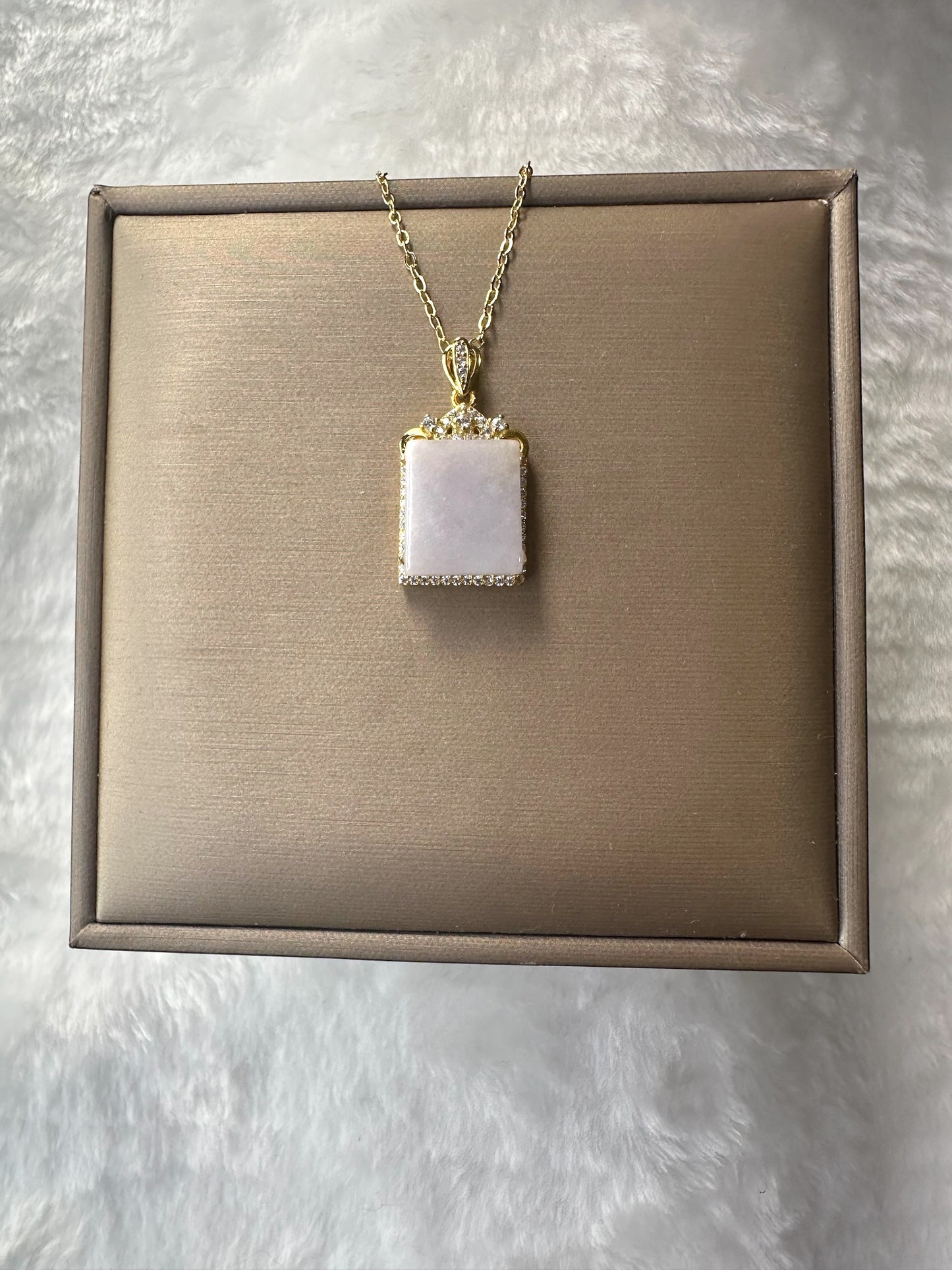 Pale Lavender Jadeite Square Pendant