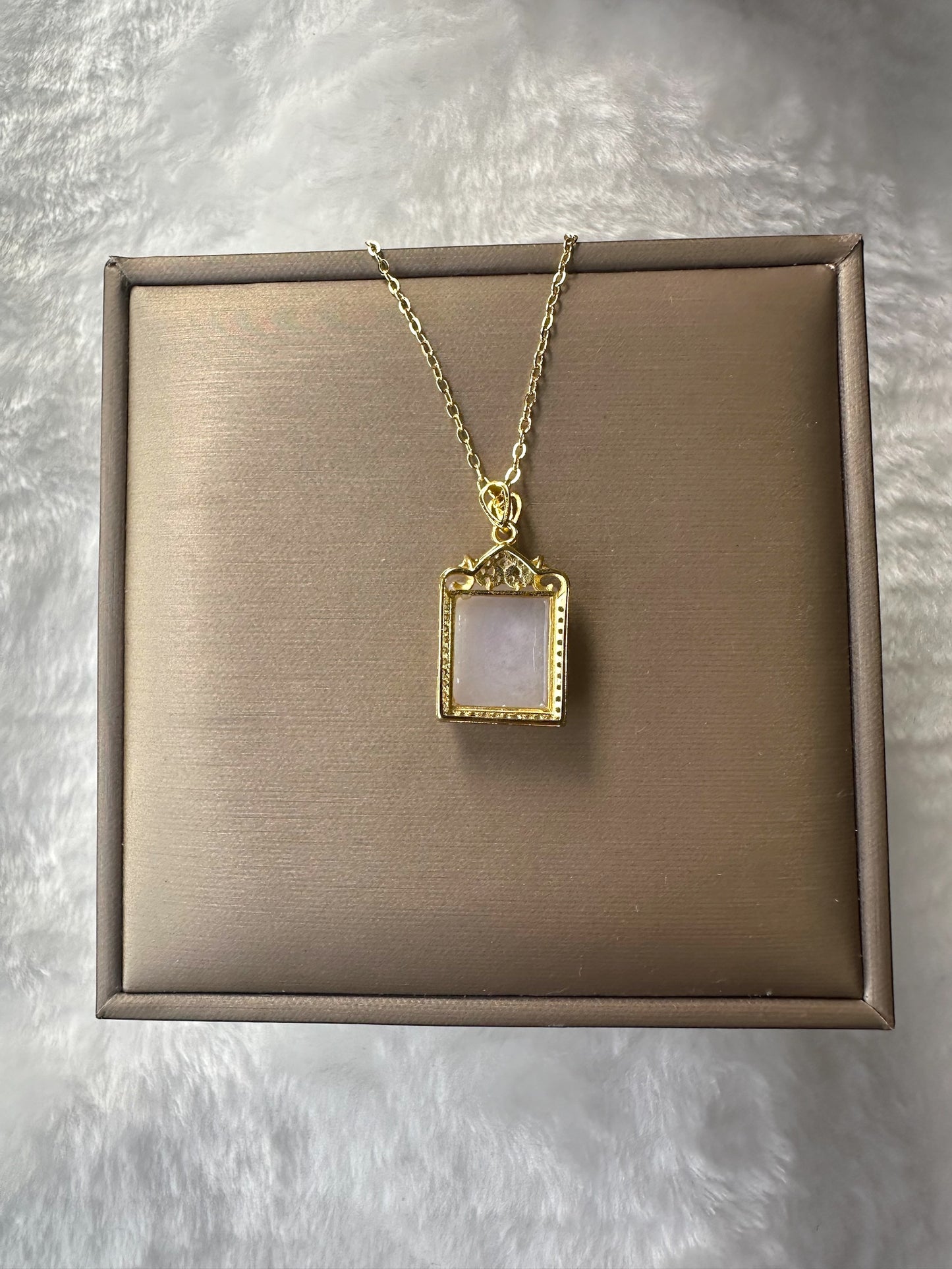 Pale Lavender Jadeite Square Pendant
