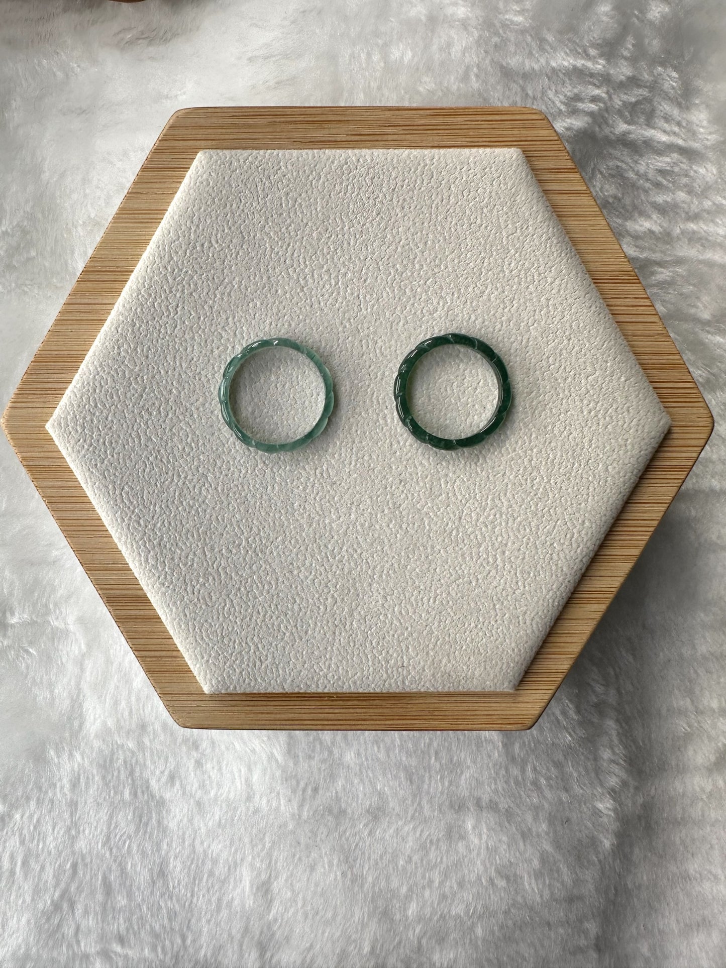 Green / Blue Jadeite Pleated Ring