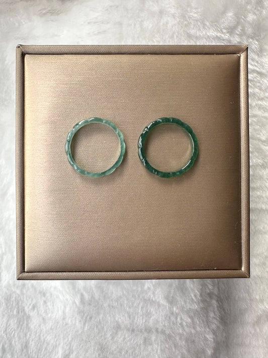 Green / Blue Jadeite Pleated Ring