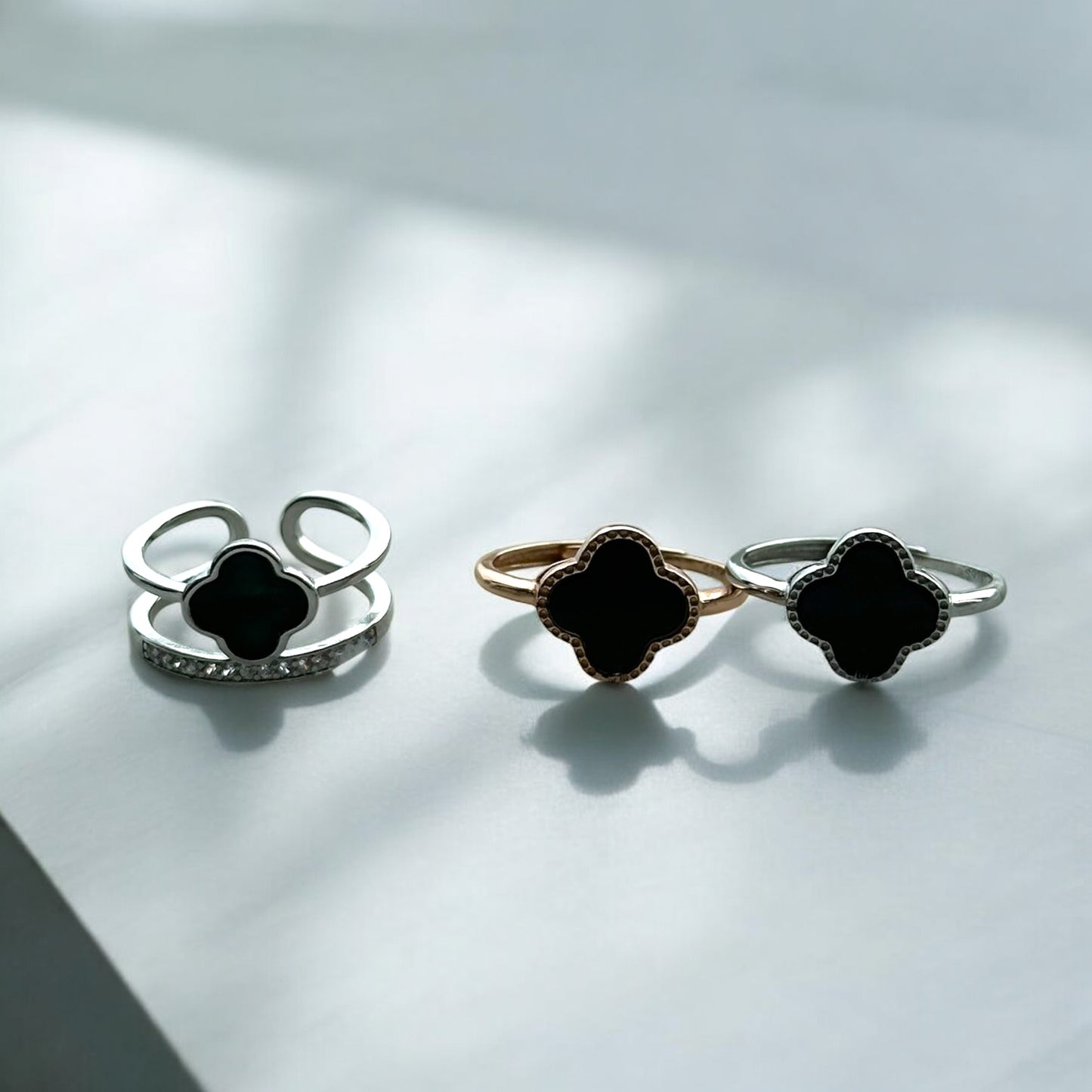 Omphacite Clover Jadeite Ring