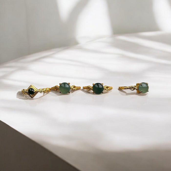 14K Gold Plated Jadeite Ring