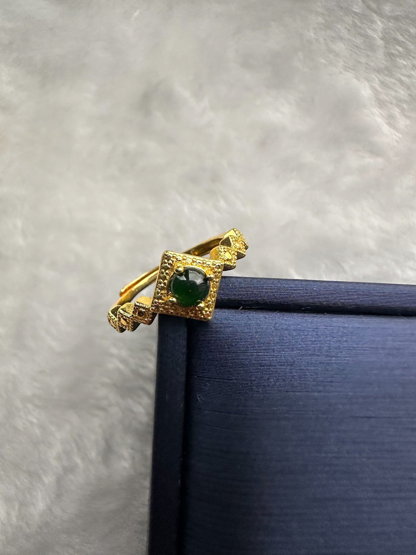 14K Gold Plated Jadeite Ring