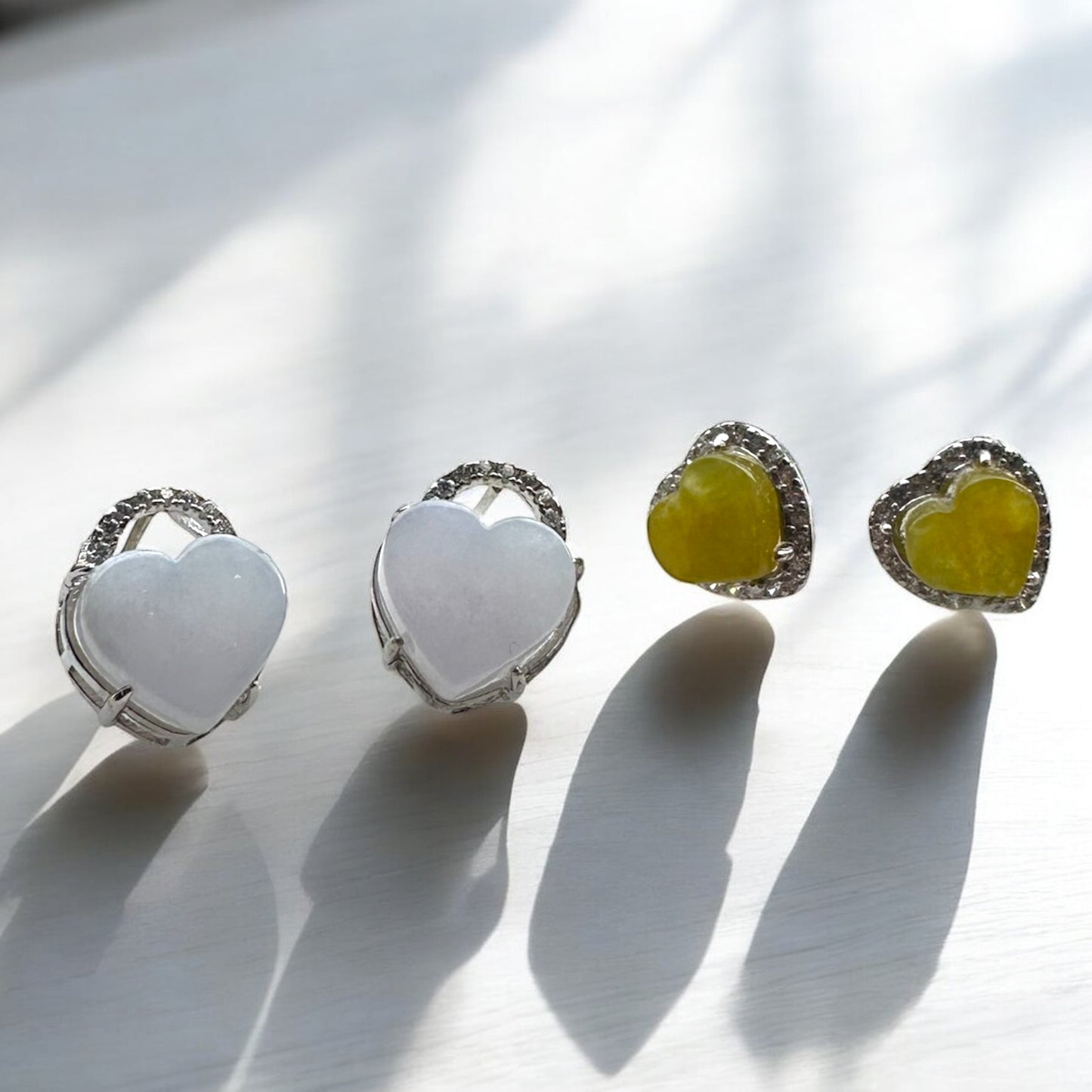 Hearts Jadeite Earring Studs