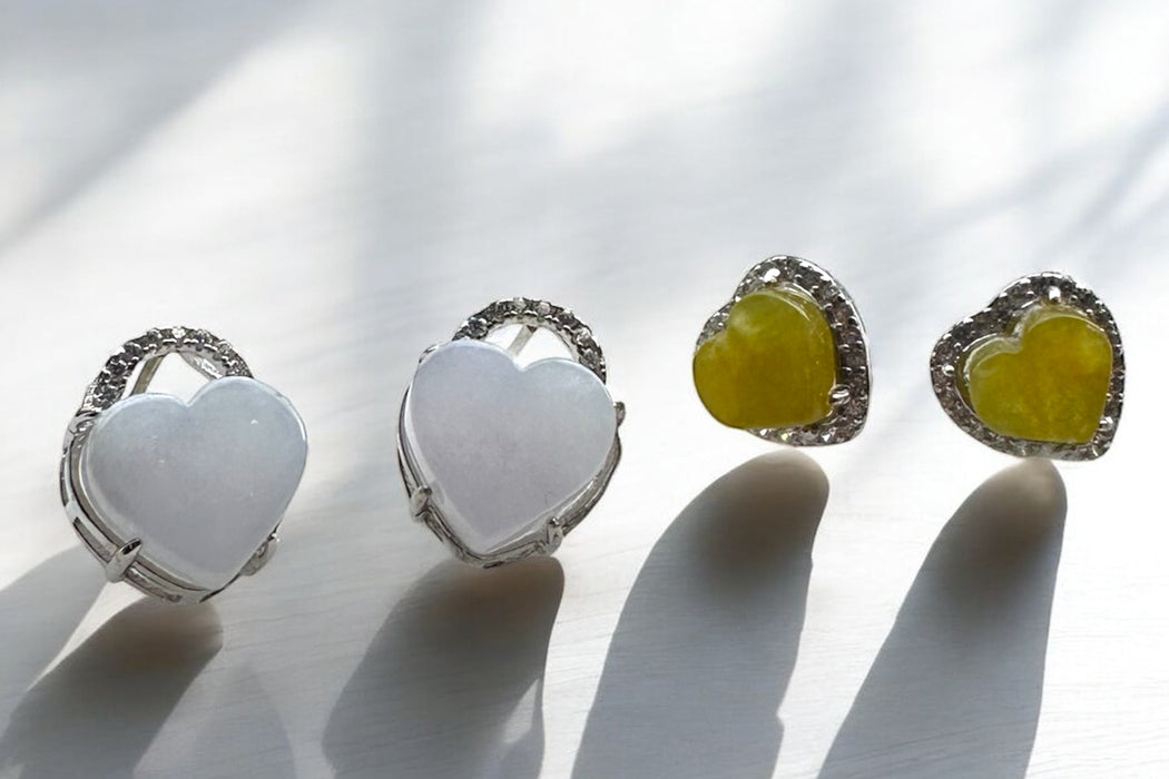 Hearts Jadeite Earring Studs