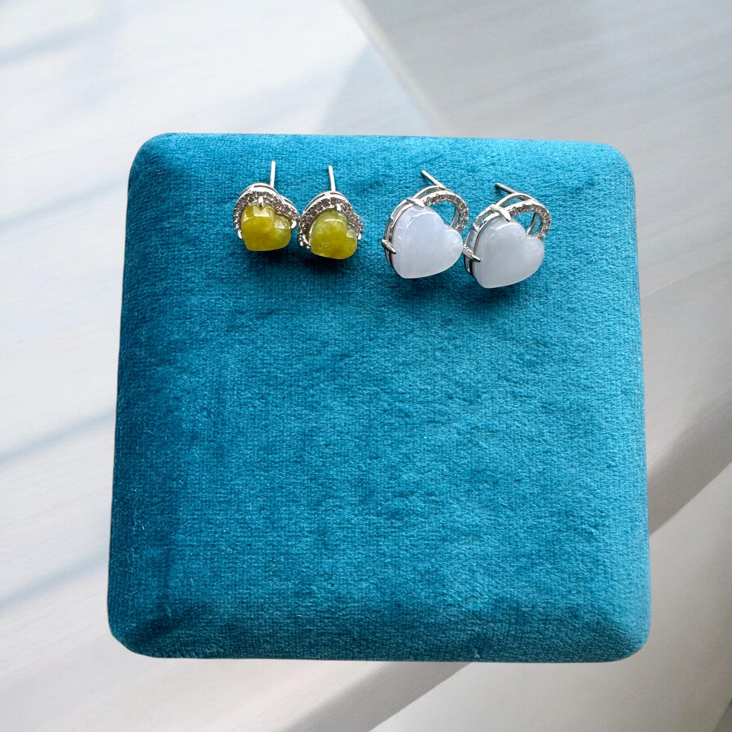 Hearts Jadeite Earring Studs