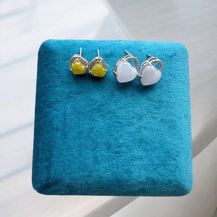 Hearts Jadeite Earring Studs