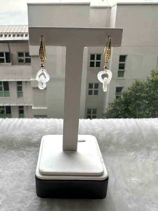 White Interlinked Jadeite Hearts Earring Hooks