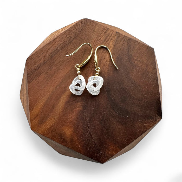 White Interlinked Jadeite Hearts Earring Hooks
