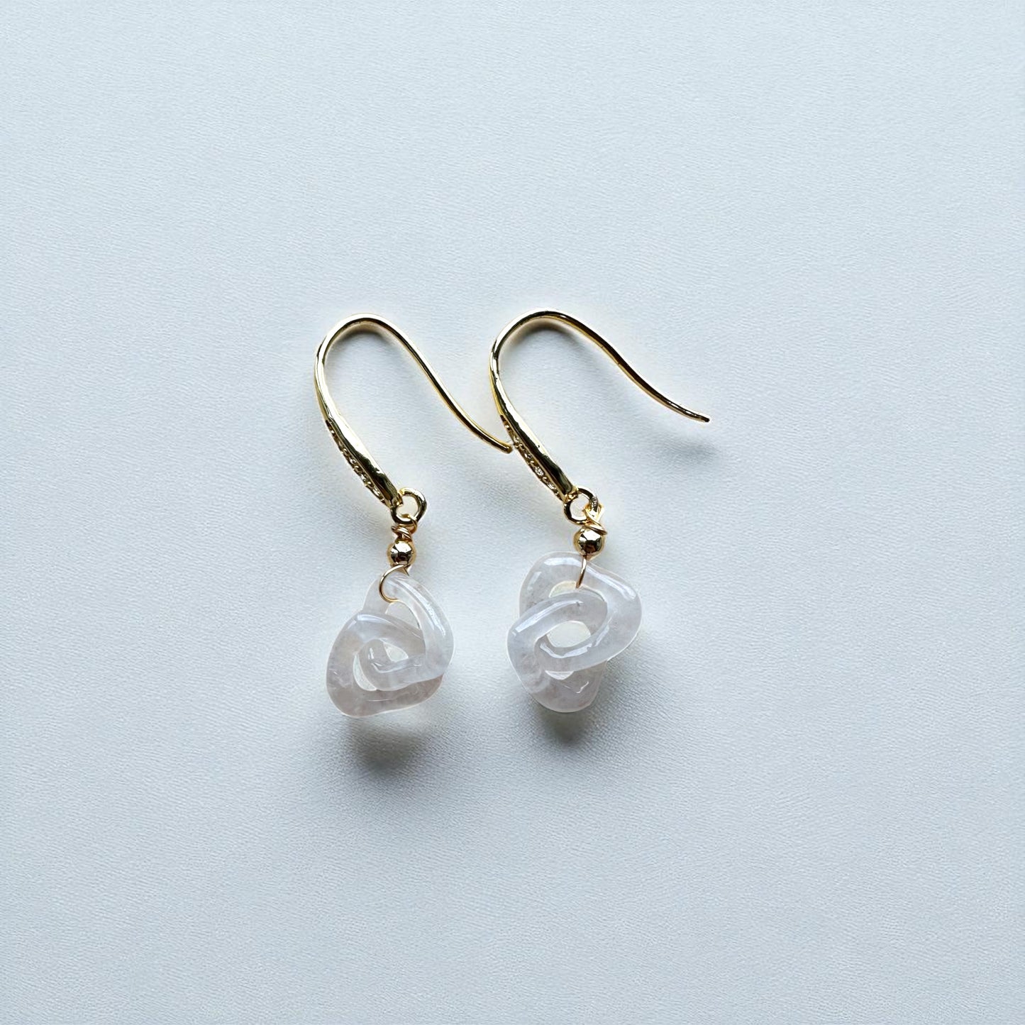 White Interlinked Jadeite Hearts Earrings