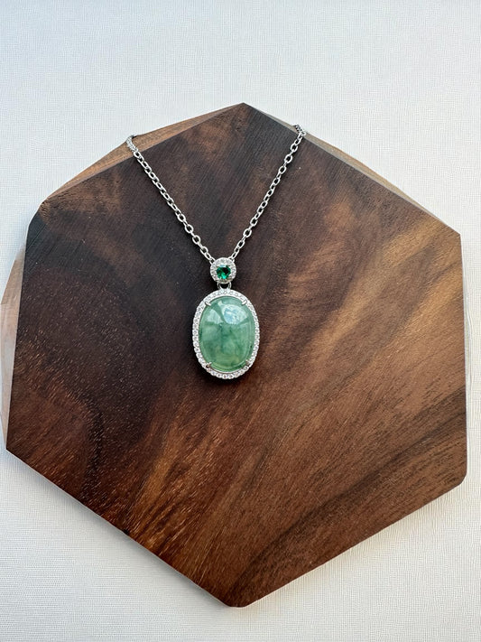 Oval Green Jadeite Necklace