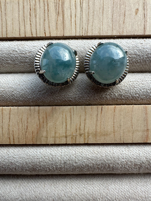 Purple Jadeite Cabochon Earring Studs