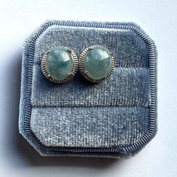 Purple Jadeite Cabochon Earring Studs