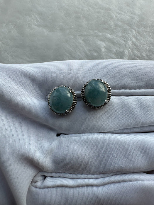 Purple Jadeite Cabochon Earring Studs