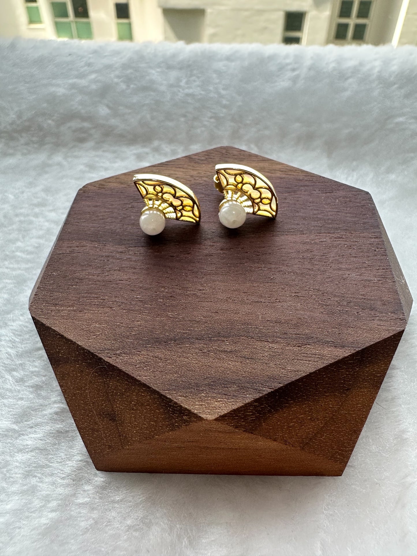 Fan Jadeite Earring Studs