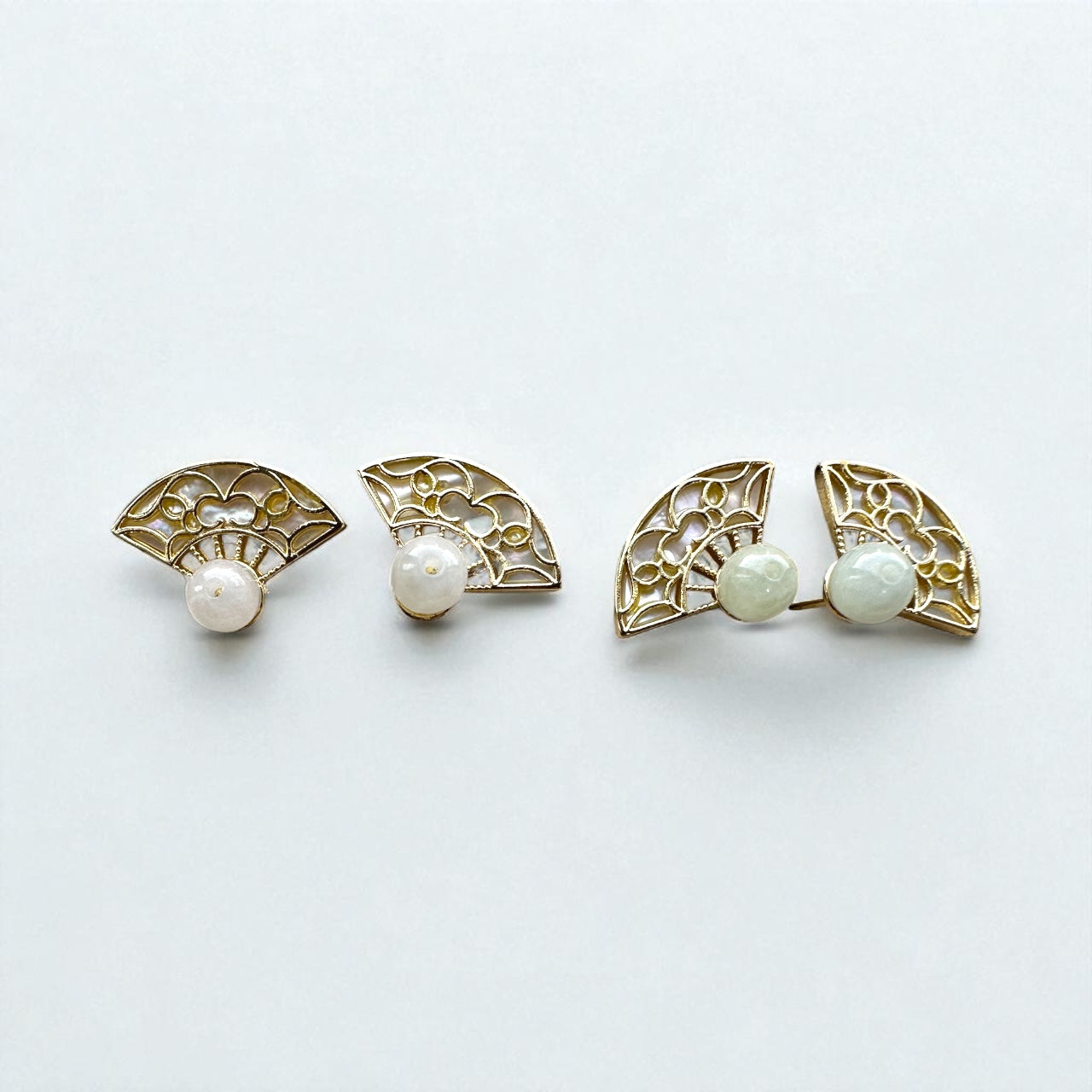 Fan Jadeite Earring Studs