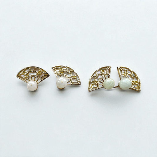 Fan Jadeite Earring Studs