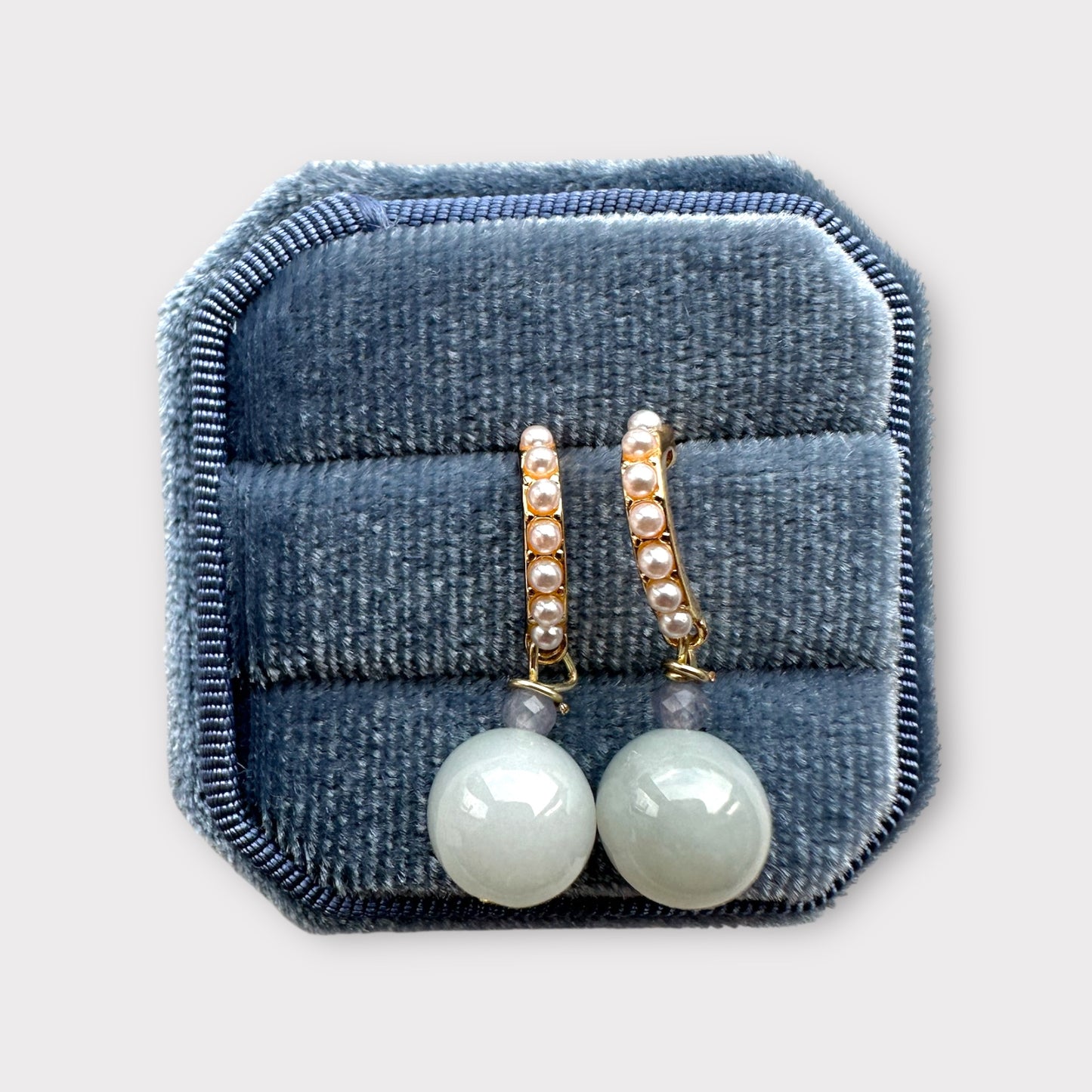 Pearls Jadeite Earring Studs